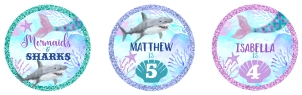 062hpa 30 A cupcake toppers 2x2 mermaids sharks: 062hpa 30 A cupcake toppers 2x2 mermaids sharks