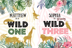 040hpa 80 A backdrop Wild ONE boy THREE girl 36x24 design preview