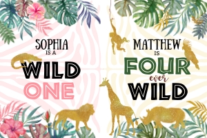 040hpa 80 D backdrop Wild ONE girl FOUR boy 36x24 design preview
