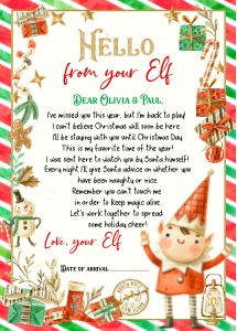 205hpa 04 A Elf boy HELLO return letter 5x7: 205hpa 04 A Elf boy HELLO return letter 5x7