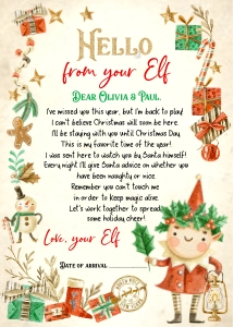 205hpa 04 D Elf girl HELLO letter 5x7 vintage vignette: 205hpa 04 D Elf girl HELLO letter 5x7 vintage vignette