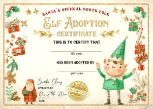 205hpa 08 D Elf adoption certificate 7x5 vignette design preview