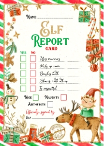 205hpa 09 A Elf reindeer report card 5x7: 205hpa 09 A Elf reindeer report card 5x7