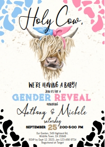 210hpa 07 gender reveal baby shower 5x7 blue pink: 210hpa 07 gender reveal baby shower 5x7 blue pink