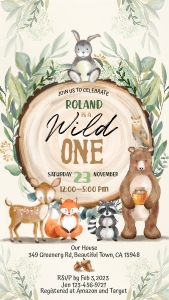 E093 01 woodland birthday e-vite design preview