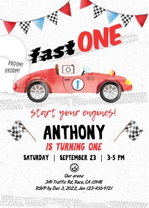 211hpa 06 vintage race car RED 5x7 fast ONE photo design preview