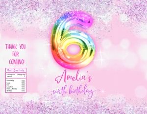 214hpa 30 F chips bag 6th rainbow balloon pink glitter: 214hpa 30 F chips bag 6th rainbow balloon pink glitter