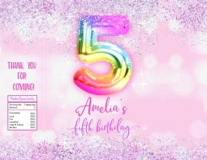 214hpa 30 E chips bag 5th rainbow balloon pink glitter: 214hpa 30 E chips bag 5th rainbow balloon pink glitter