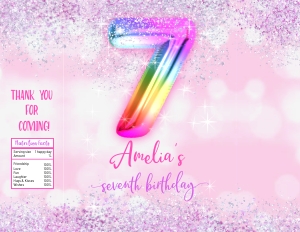 214hpa 30 G chips bag 7th rainbow balloon pink glitter: 214hpa 30 G chips bag 7th rainbow balloon pink glitter