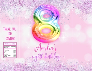 214hpa 30 H chips bag 8th rainbow balloon pink glitter: 214hpa 30 H chips bag 8th rainbow balloon pink glitter