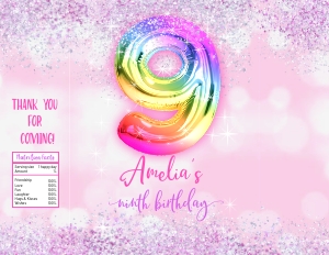 214hpa 30 J chips bag 9th rainbow balloon pink glitter: 214hpa 30 J chips bag 9th rainbow balloon pink glitter