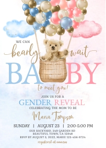 195hpa 05 bear gender reveal invitation 5x7 design preview