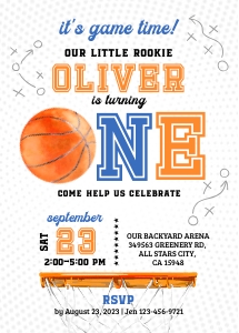 218hpa 02 basketball invitation ONE 5x7 orange blue design preview
