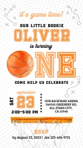 E218 01 basketball evite ONE orange white design preview