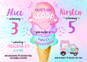 118hpa 12 Ice Cream joint birthday dif age 7x5 design preview