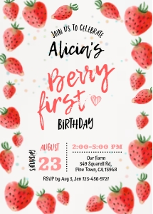 223hpa 03 Berry first strawberries white 5x7 design preview