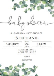 EUCALYPTUS BABY SHOWER EDITABLE 5X7: EUCALYPTUS BABY SHOWER SET