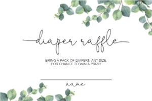 EUCALYPTUS DIAPER RAFFLE EDITABLE 4X6: EUCALYPTUS BABY SHOWER SET