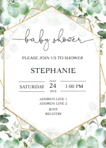 gold frame succulent baby shower 5x7: gold frame succulent shower