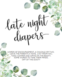 SUCCULENT LATE NIGHT DIAPERS SIGN 8X10: SUCCULENT LATE NIGHT DIAPERS 8X10