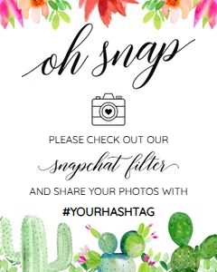 CACTUS 8X10 SNAPCHAT SIGN: CACTUS SNAP CHAT SIGN 8X10