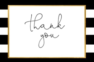 BLACK WHITE THANK YOU INSERT: BLACK WHITE STRIPED BABY SHOWER INVITATION SET
