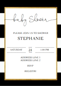 BLACK WHITE STRIPE BABY SHOWER INVITATION: BLACK WHITE STRIPED BABY SHOWER INVITATION SET