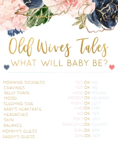 BLUE PINK OLD WIVES TALE SIGN 8X10: BLUE PINK FLORAL OLD WIVES TALE SIGN 8X10