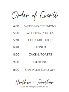 _WEDDING ORDER OF EVENTS SIGN 24X32 design preview