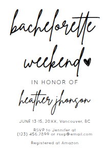 BSIG BACHELORETTE WEEKEND INVITATION 5X7 design preview
