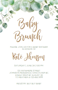 007 BABY BRUNCH INVITATION 4.62X7.2: 007 BABY BRUNCH INVITATION SET