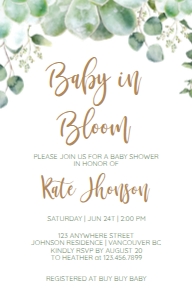 007 BABY IN BLOOM INVITE 4.62X7.2: 007 SUCCULENT BABY IN BLOOM INVITE