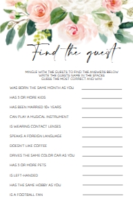 11 MODERN FIND THE GUEST BRIDAL SHOWER GAME: 006 BRIDAL GAME FIND THE GUEST