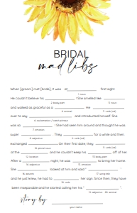 13 SUNFLOWER BRIDAL MAD LIBS GAME: 13 SUNFLOWER BRIDAL MAD LIBS GAME
