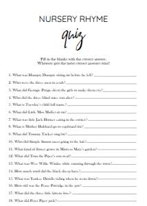 MODERN BG2021 NURSERY RHYME QUIZ: MODERN NURSERY RHYME QUIZ BABY SHOWER GAME 5X7