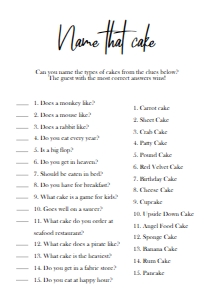 MODERN BRG NAME THAT CAKE: MODERN BRIDAL SHOWER 15 GAME BUNDLE BW2021