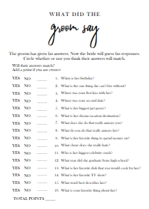 MODERN BRG WHAT DID THE GROOM SAY: MODERN BRIDAL SHOWER 15 GAME BUNDLE BW2021