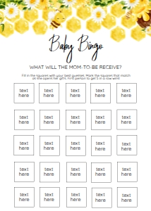 BUMBLE BEE BINGO GAME 5X7 design preview