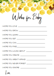 BUMBLE BEE WISHES FOR BABY GAME 5X7 design preview