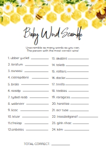 BUMBLE BEE WORD SCRAMBLE GAME 5X7 design preview