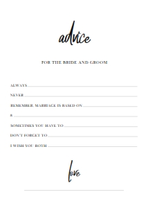 MODERN BRG ADVICE CARD: MODERN BRIDAL SHOWER 15 GAME BUNDLE BW2021