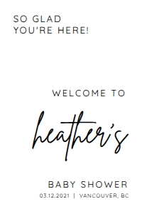 BSIG  BABY SHOWER WELCOME SIGN 24X36: BSIG BABY SHOWER WELCOME SIGN 18X24, 20X30, 24X36