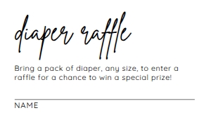 BSIG DIAPER RAFFLE 3.5X2: BSIG DIAPER RAFFLE SIGN 4X6, 5X7, 8X10, TICKET 3.5X2