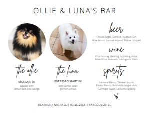BSIG 2 PETS DRINK MENU 18X24: BSIG 2 PETS DRINK BAR 8X10, 18X24