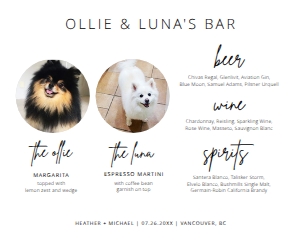BSIG 2 PETS DRINK MENU 8X10: BSIG 2 PETS DRINK BAR 8X10, 18X24
