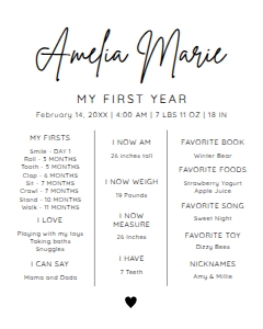 BSIG BIRTHDAY MILESTONES 8X10, 11X14, 16X20 design preview