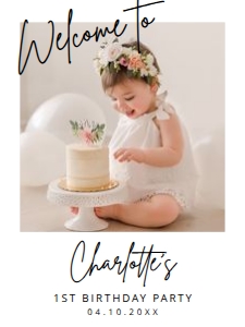 BSIG PHOTO BIRTHDAY PARTY WELCOME SIGN 18X24, 20X30,24X36 design preview