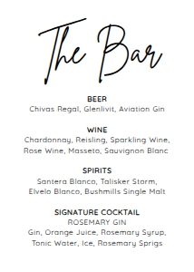 BSIG THE BAR MENU SIGN 5X7: BSIG THE BAR MENU SIGN 5X7, 8X10