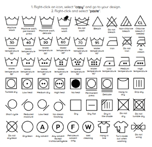 LAUNDRY ICONS: BSIG SHIRT WASHING INSTRUCTIONS 3.5X2