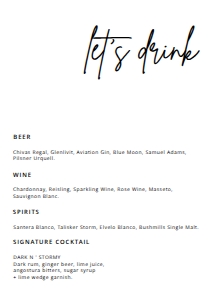 BSIG DRINK MENU 5X7, 8X10 design preview